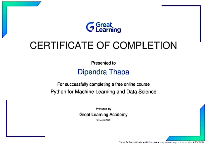 Python for ML and Data Science Certificate